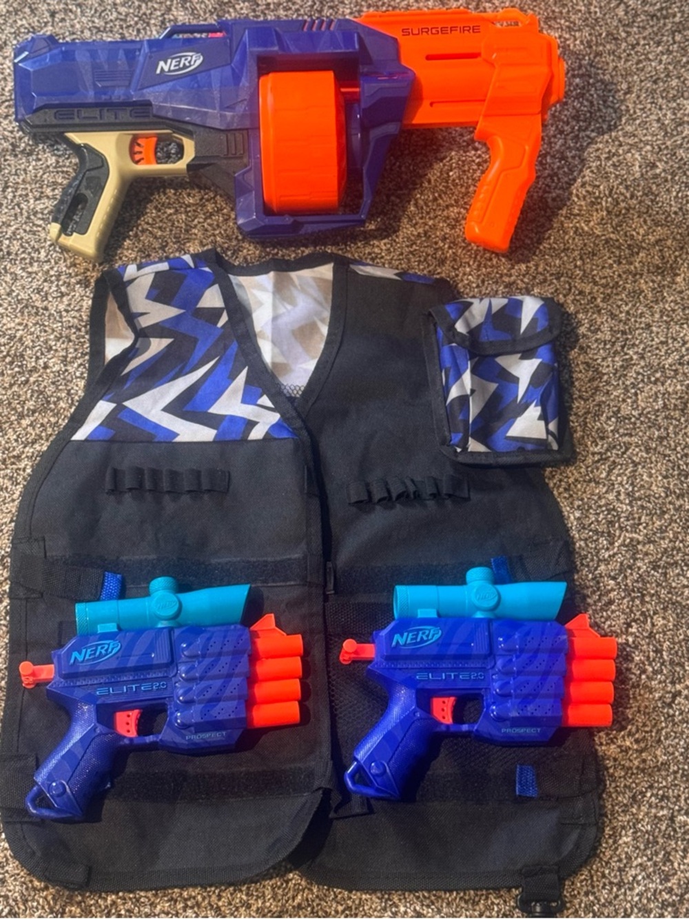 Nerf Blue & Orange Surgefire Set with Tactical Vest and Twin Pistols